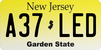 NJ license plate A37LED