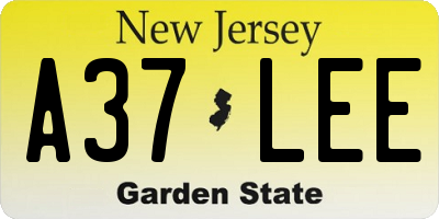NJ license plate A37LEE