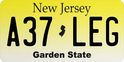 NJ license plate A37LEG