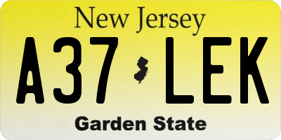 NJ license plate A37LEK