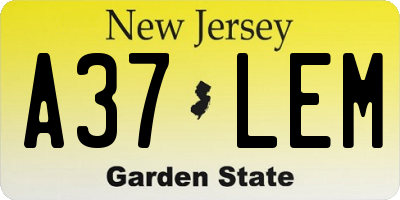 NJ license plate A37LEM