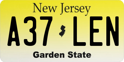 NJ license plate A37LEN