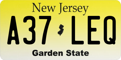 NJ license plate A37LEQ