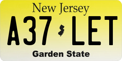 NJ license plate A37LET