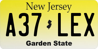 NJ license plate A37LEX