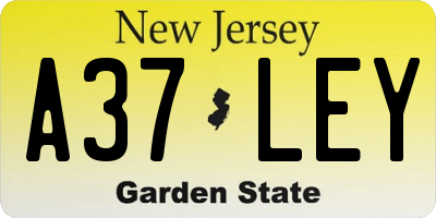 NJ license plate A37LEY