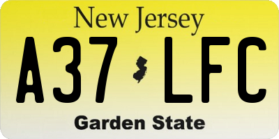 NJ license plate A37LFC