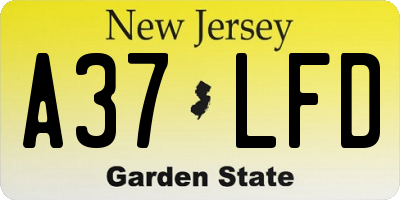NJ license plate A37LFD