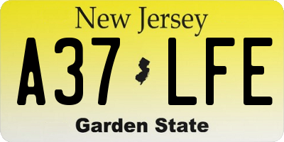 NJ license plate A37LFE