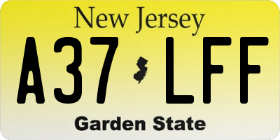 NJ license plate A37LFF