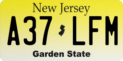NJ license plate A37LFM