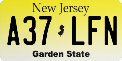NJ license plate A37LFN