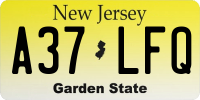 NJ license plate A37LFQ