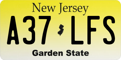 NJ license plate A37LFS