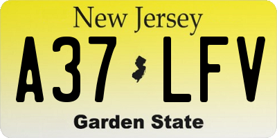 NJ license plate A37LFV