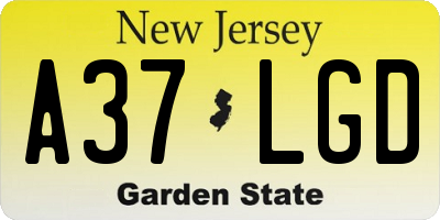 NJ license plate A37LGD