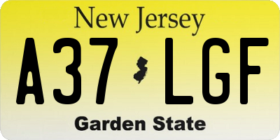 NJ license plate A37LGF