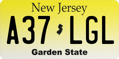 NJ license plate A37LGL