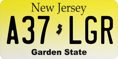 NJ license plate A37LGR