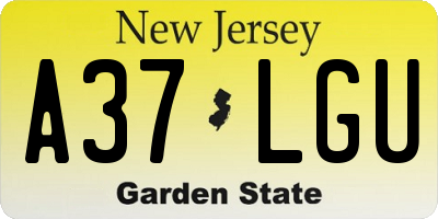 NJ license plate A37LGU