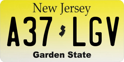 NJ license plate A37LGV