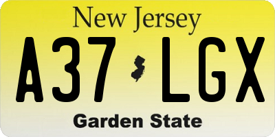NJ license plate A37LGX