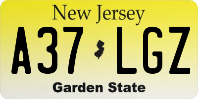 NJ license plate A37LGZ