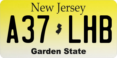 NJ license plate A37LHB