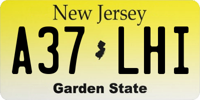 NJ license plate A37LHI