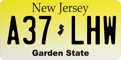 NJ license plate A37LHW