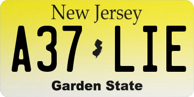NJ license plate A37LIE