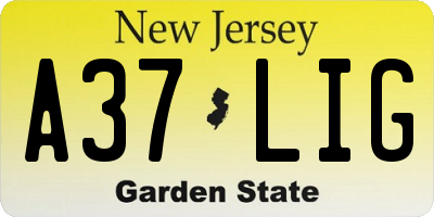 NJ license plate A37LIG