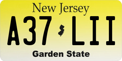 NJ license plate A37LII