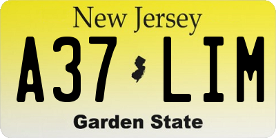 NJ license plate A37LIM