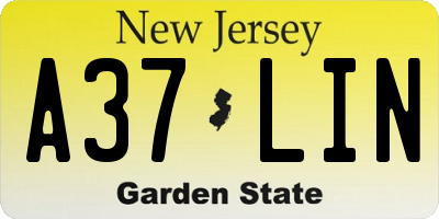 NJ license plate A37LIN