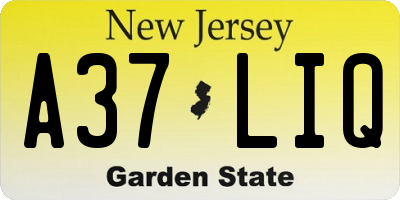NJ license plate A37LIQ