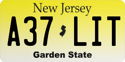 NJ license plate A37LIT
