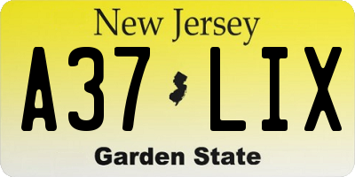 NJ license plate A37LIX