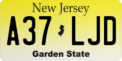 NJ license plate A37LJD