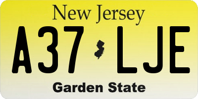 NJ license plate A37LJE