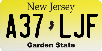 NJ license plate A37LJF