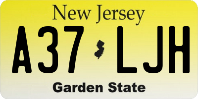 NJ license plate A37LJH
