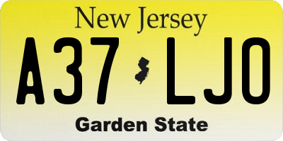 NJ license plate A37LJO
