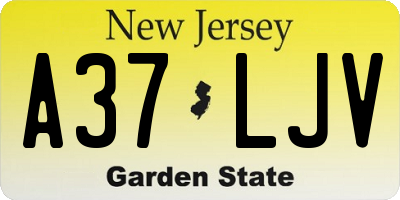 NJ license plate A37LJV