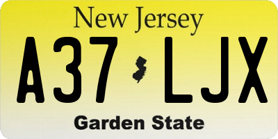 NJ license plate A37LJX