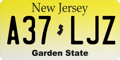 NJ license plate A37LJZ