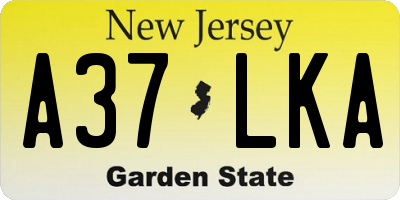 NJ license plate A37LKA