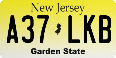 NJ license plate A37LKB