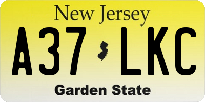 NJ license plate A37LKC