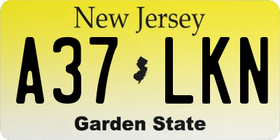 NJ license plate A37LKN